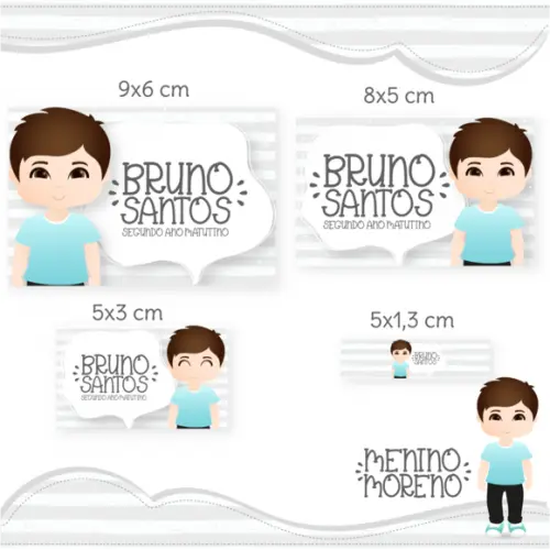 Arquivo Digital Etiqueta Escolar - Menino Moreno