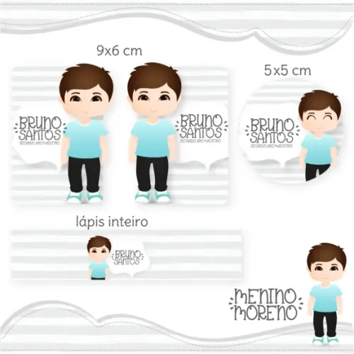 Arquivo Digital Etiqueta Escolar - Menino Moreno