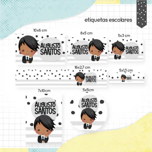 Arquivo Digital Etiqueta Escolar - Menino Negro 02