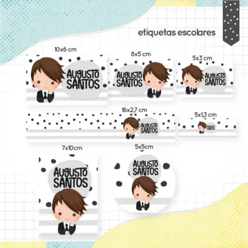 Arquivo Digital Etiqueta Escolar - Menino Moreno 02