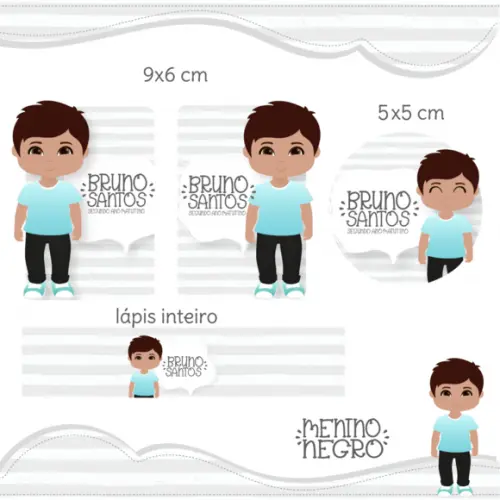 Arquivo Digital Etiqueta Escolar - Menino Negro