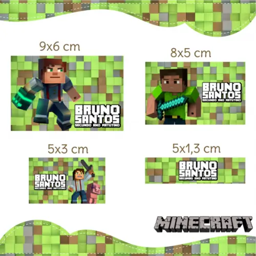 Arquivo Digital Etiqueta Escolar - Minecraft