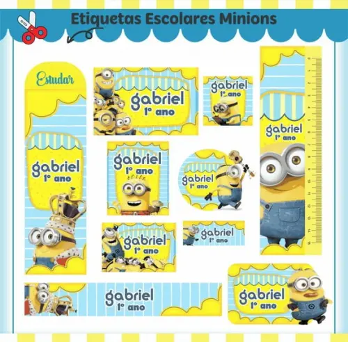 Arquivo Digital Etiqueta Escolar - Minions 02