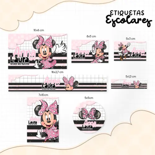 Arquivo digital Etiqueta Escolar - Minnie Rosa 02