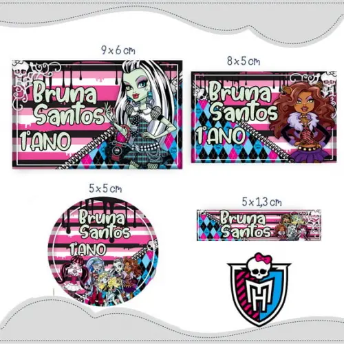Arquivo digital Etiqueta Escolar - Monster Hight