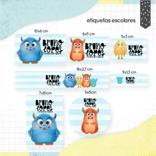 Arquivo digital Etiqueta Escolar - Monstrinhos 02
