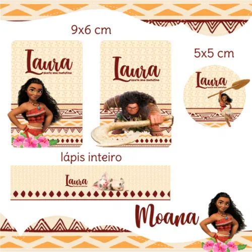 Arquivo Digital Etiqueta Escolar - Moana