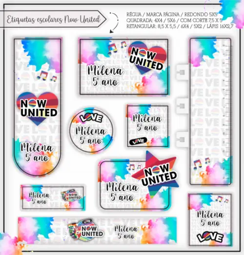 Arquivo Digital Etiqueta Escolar - Now United