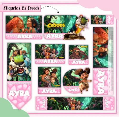 Arquivo Digital Etiqueta Escolar - os Croods