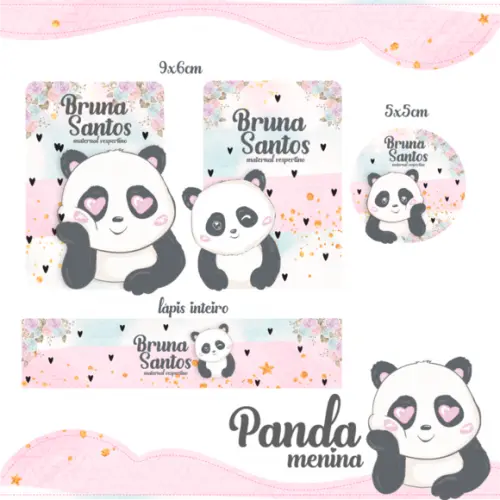 Arquivo digital Etiqueta Escolar - Panda Menina
