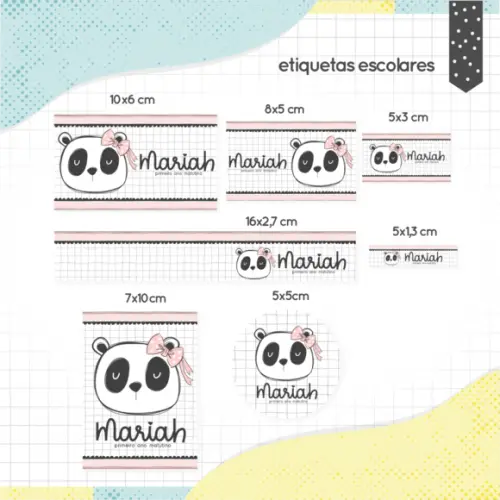 Arquivo digital Etiqueta Escolar - Panda Menina 02