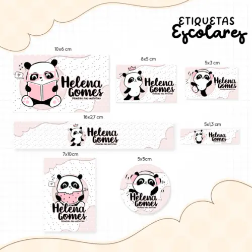 Arquivo digital Etiqueta Escolar - Panda Menina 03