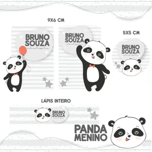 Arquivo Digital Etiqueta Escolar - Panda Menino