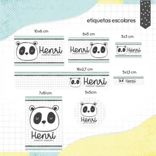Arquivo digital Etiqueta Escolar - Panda Menino 02