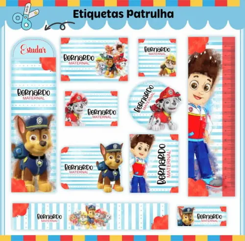 Arquivo Digital Etiqueta Escolar - Patrulha Canina 03