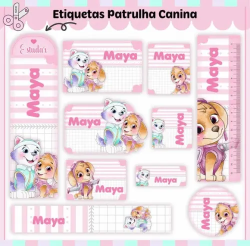 Arquivo Digital Etiqueta Escolar - Patrulha Menina