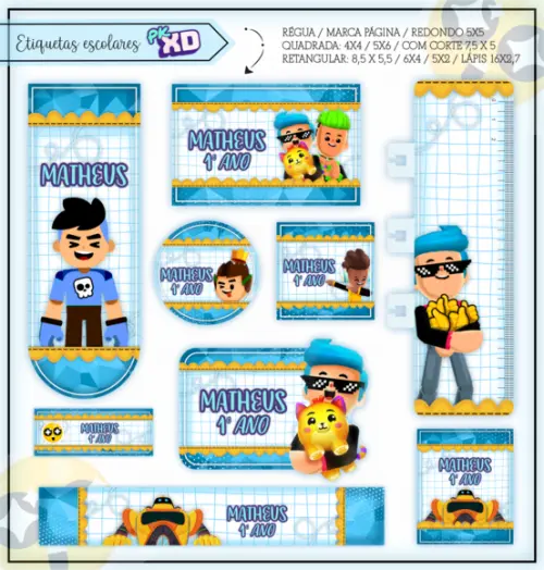 Arquivo digital Etiqueta Escolar - PKXD Menino 03
