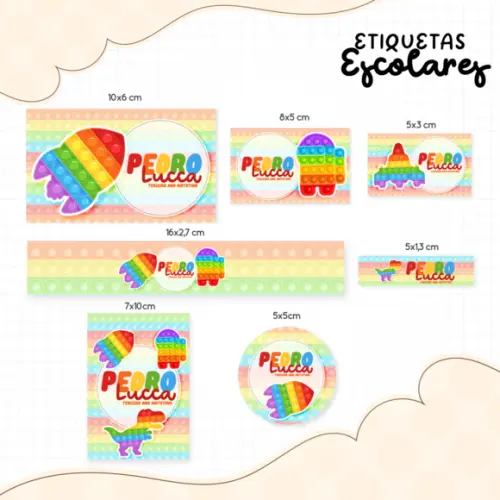 Arquivo digital Etiqueta Escolar - Pop It Colorido 02