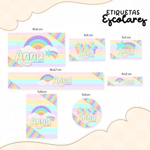 Arquivo digital Etiqueta Escolar - Pop It Menina