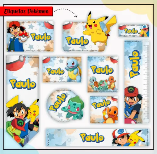 Arquivo Digital Etiqueta Escolar - Pokemon 03