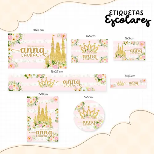 Arquivo digital Etiqueta Escolar - Princesas 03