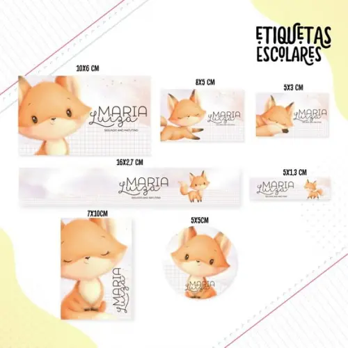 Arquivo Digital Etiqueta Escolar - Raposinha