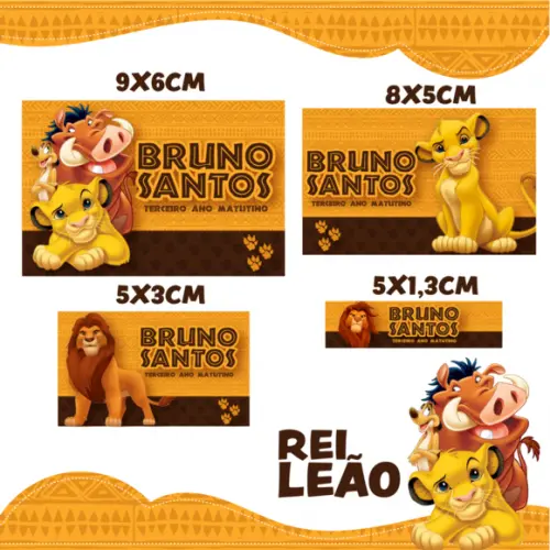 Arquivo digital Etiqueta Escolar - Rei Leão