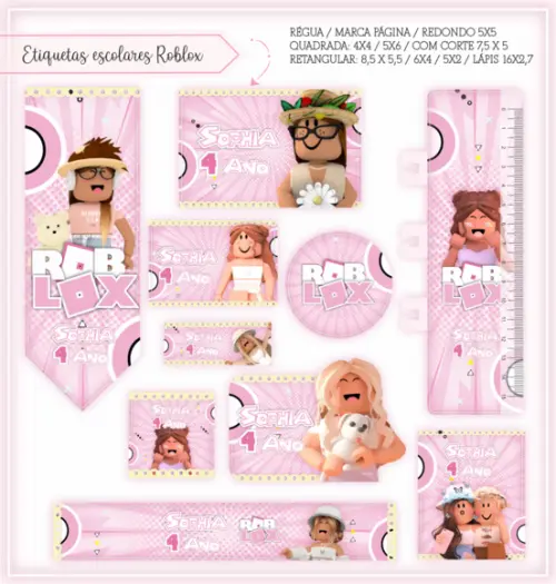 Arquivo Digital Etiqueta Escolar - Roblox Menina