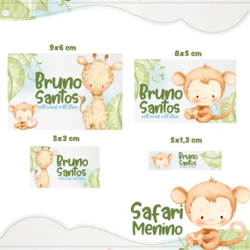 Arquivo Digital Etiqueta Escolar - Safari Menino