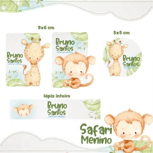 Arquivo Digital Etiqueta Escolar - Safari Menino