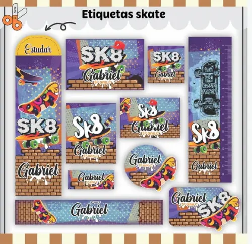 Arquivo Digital Etiqueta Escolar - Skate 04