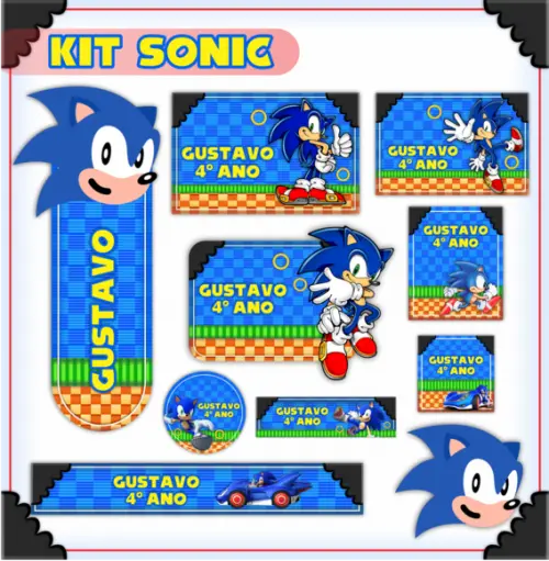 Arquivo digital Etiqueta Escolar - Sonic 02