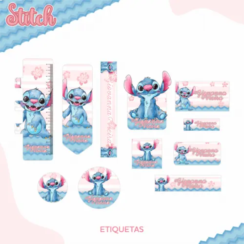 Arquivo Digital Etiqueta Escolar - Stitch