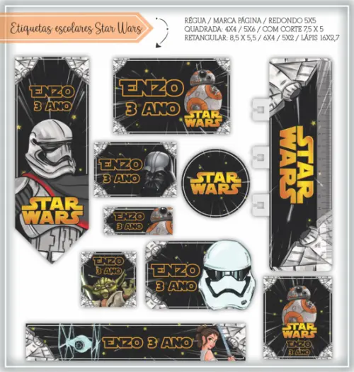 Arquivo Digital Etiqueta Escolar - Stars Wars