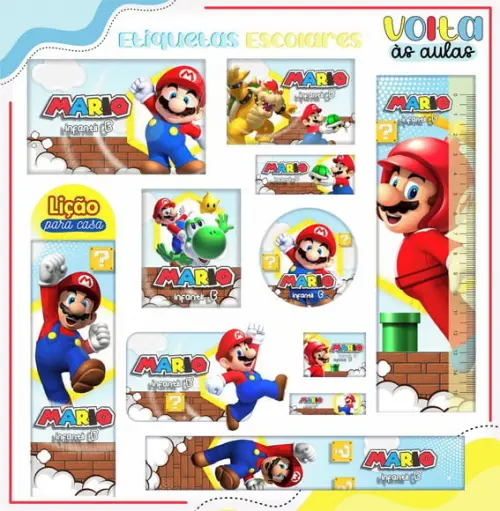 Arquivo Digital Etiqueta Escolar - Super Mario 02