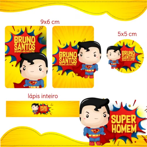 Arquivo digital Etiqueta Escolar - Super Homem