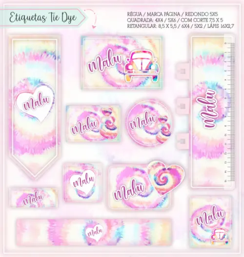 Arquivo Digital Etiqueta Escolar - Tie Dye 03