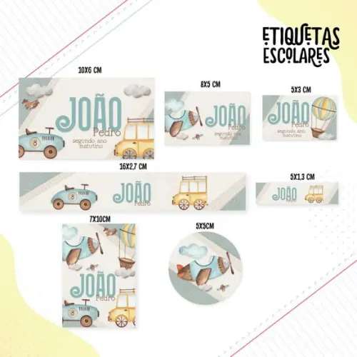 Arquivo Digital Etiqueta Escolar - Transportes Baby