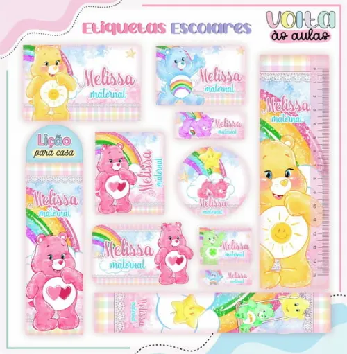 Arquivo Digital Etiqueta Escolar - Ursinhos Carinhosos