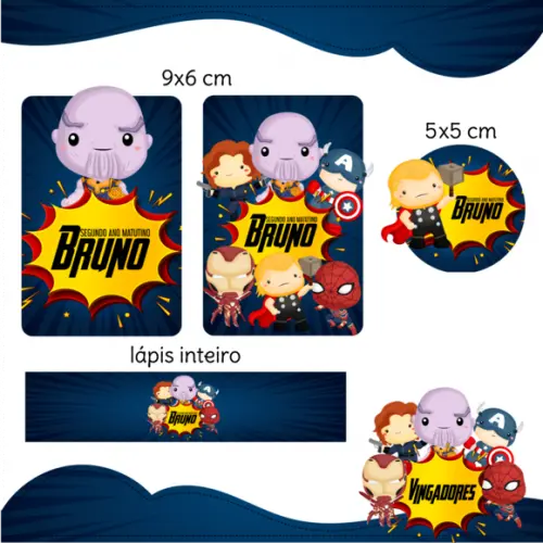 Arquivo Digital Etiqueta Escolar - Vingadores