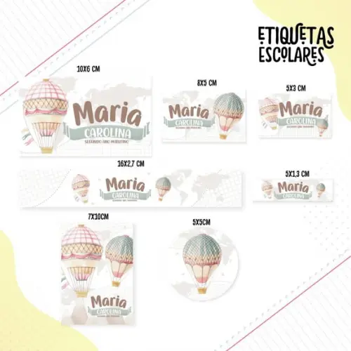 Arquivo Digital Etiqueta Escolar - Volta ao Mundo Menina