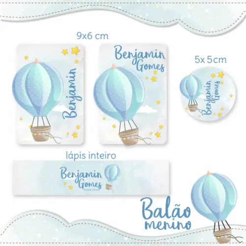 Arquivo Digital Etiqueta Escolar - Balão de Ar Menino