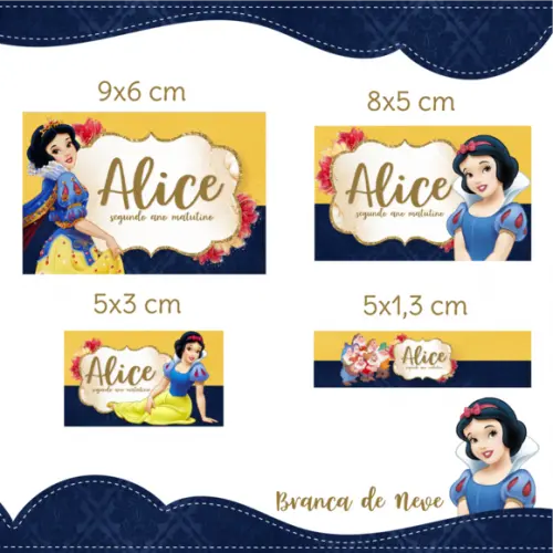 Arquivo Digital Etiqueta Escolar - Branca de Neve