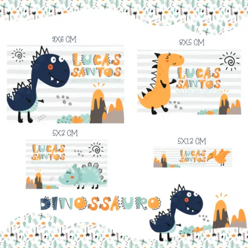Arquivo digital Etiqueta Escolar - Dinossauro