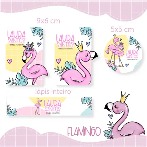 Arquivo Digital Etiqueta Escolar - Flamingo