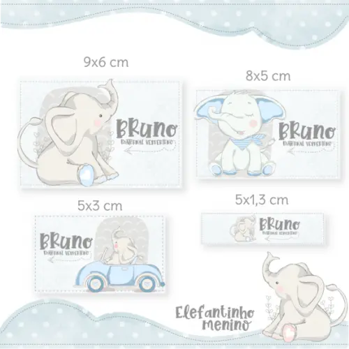 Arquivo Digital Etiqueta Escolar - Elefante Menino