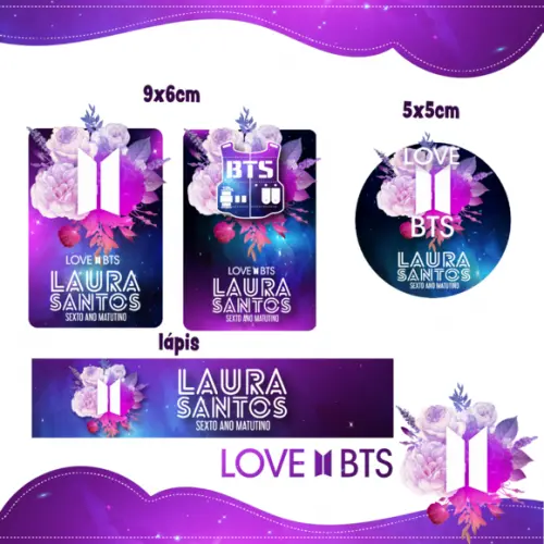 Arquivo digital Etiqueta Escolar - Love BTS