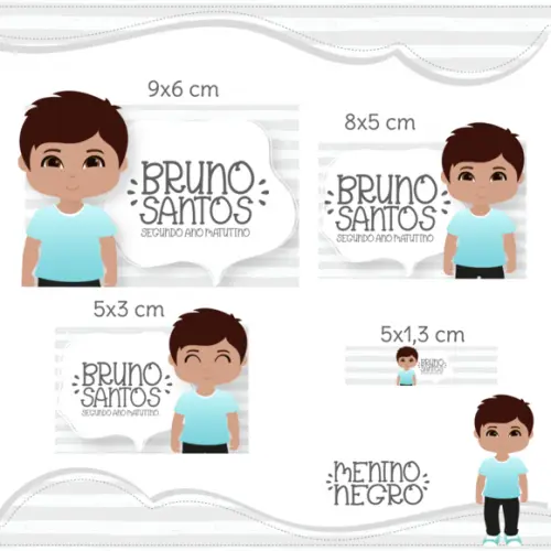 Arquivo Digital Etiqueta Escolar - Menino Negro
