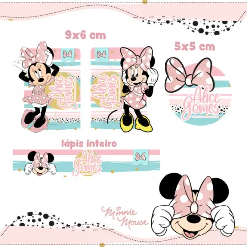 Arquivo digital Etiqueta Escolar - Minnie Rosa