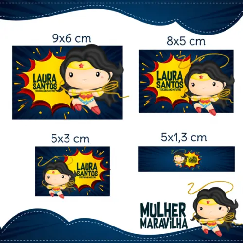 Arquivo digital Etiqueta Escolar - Mulher Maravilha